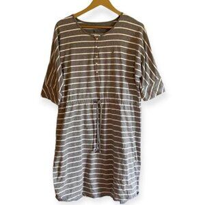 Coolibar UPF 50+ Gray and White Striped Dress